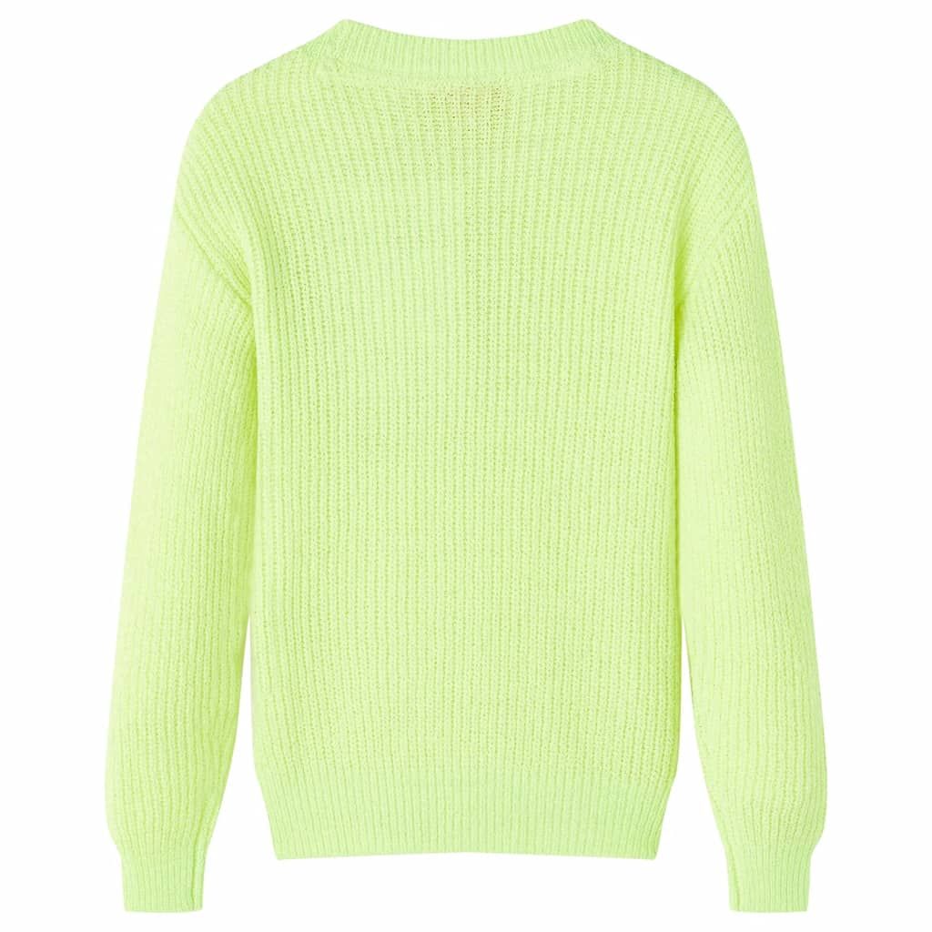 Maglione da Bambina Lavorato a Mano Giallo Neon 116 vidaXL