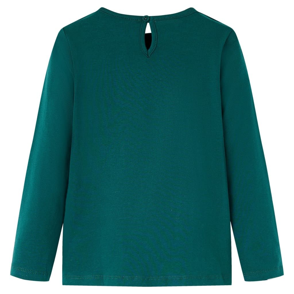 Maglietta da Bambino a Maniche Lunghe Verde Scuro 116 vidaXL