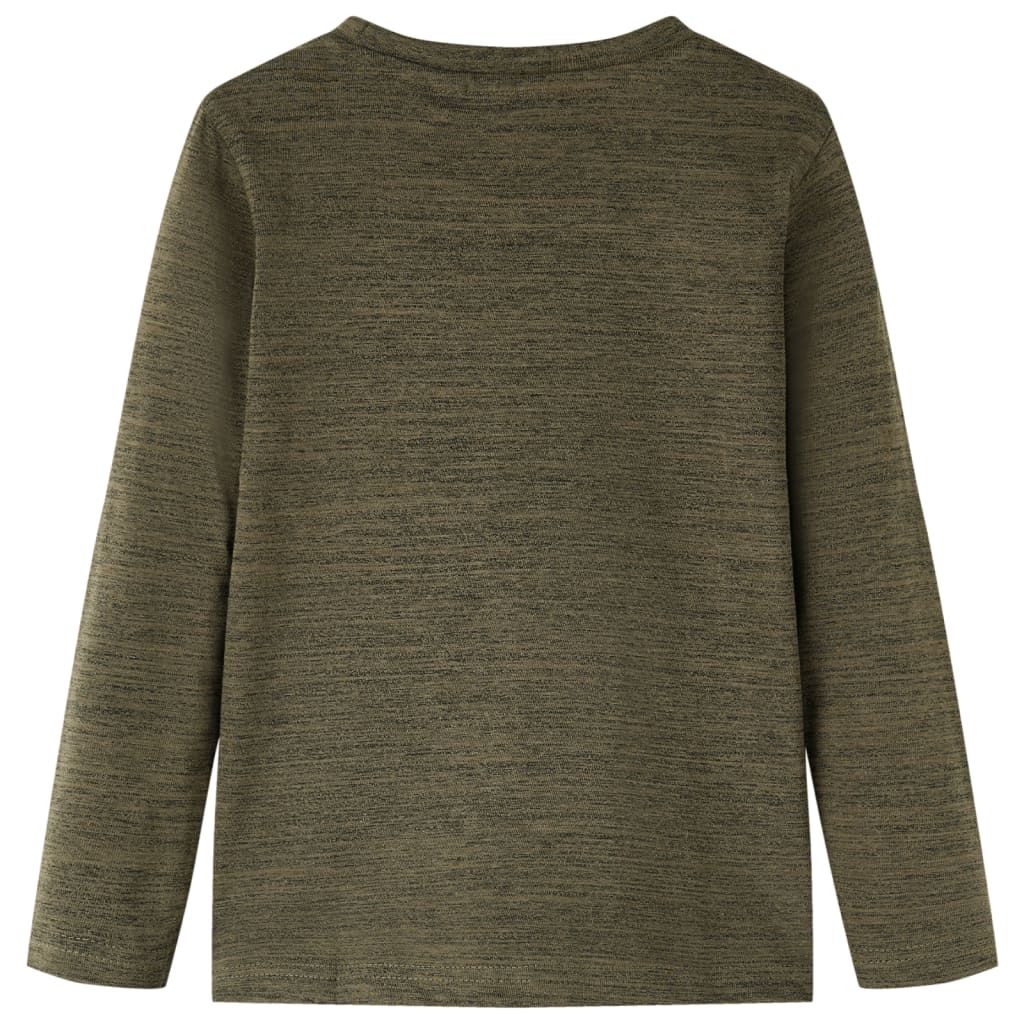Maglietta Bambino Maniche Lunghe Cachi Scuro Mélange 92 vidaXL