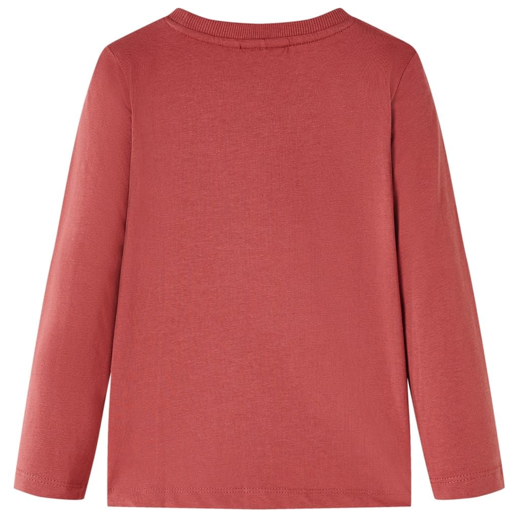Maglietta Bambino Maniche Lunghe Rosso Bruciato 104 vidaXL