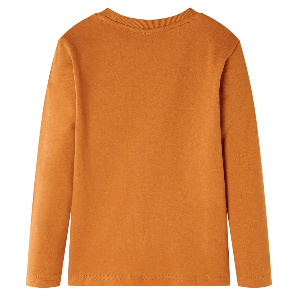 Maglietta da Bambino Maniche Lunghe Ocra Scuro 128 vidaXL