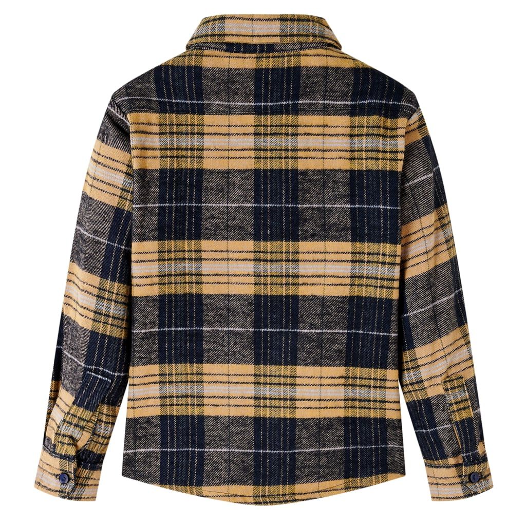 Camicia a Quadri da Bambino Gialla e Nera 128 vidaXL