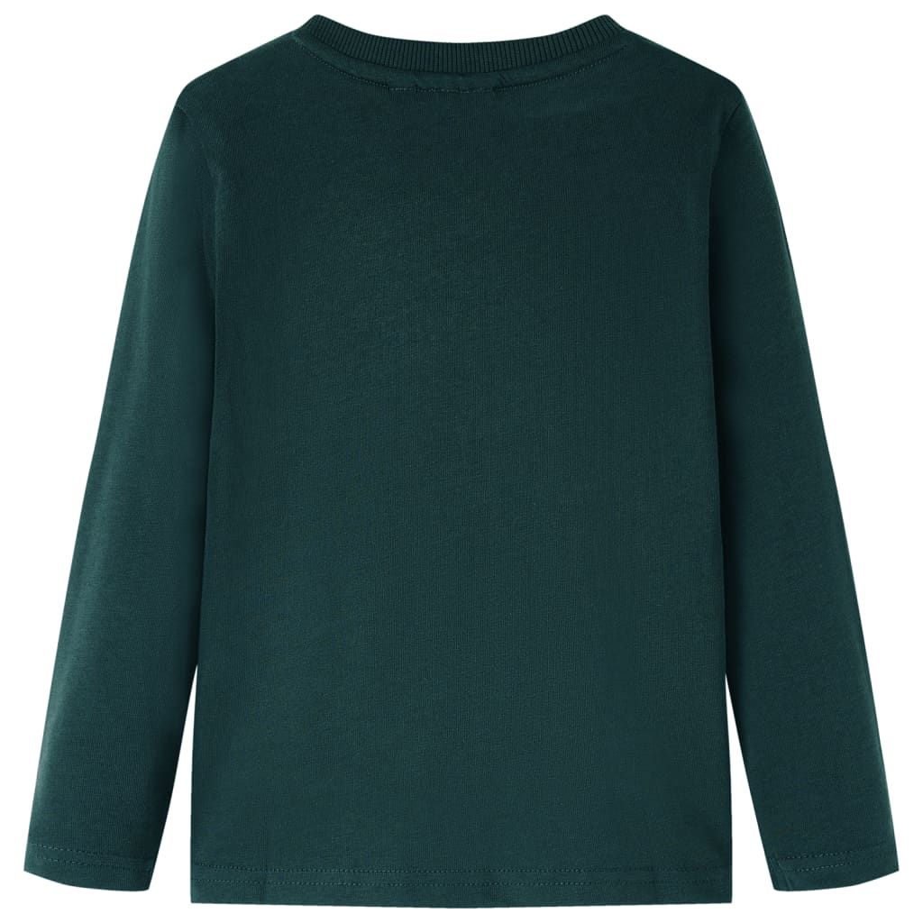Maglietta da Bambino a Maniche Lunghe Verde Scuro 104 vidaXL