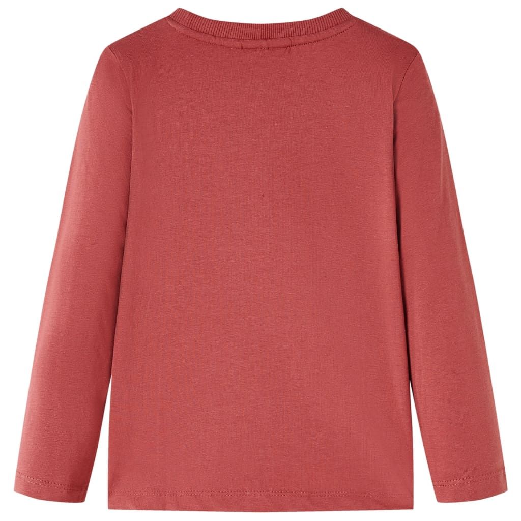 Maglietta Bambino Maniche Lunghe Rosso Bruciato 128 vidaXL