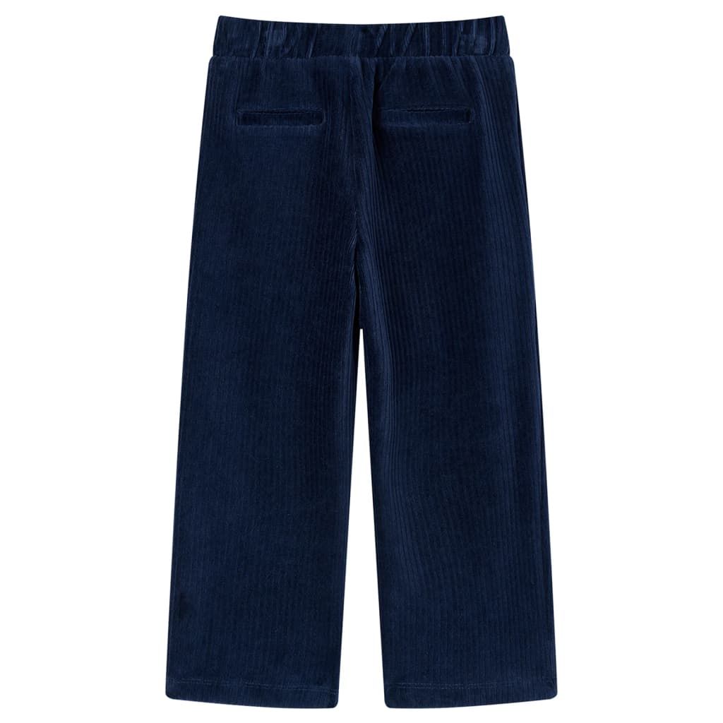 Pantaloni da Bambino in Velluto a Coste Blu Marino 116 vidaXL