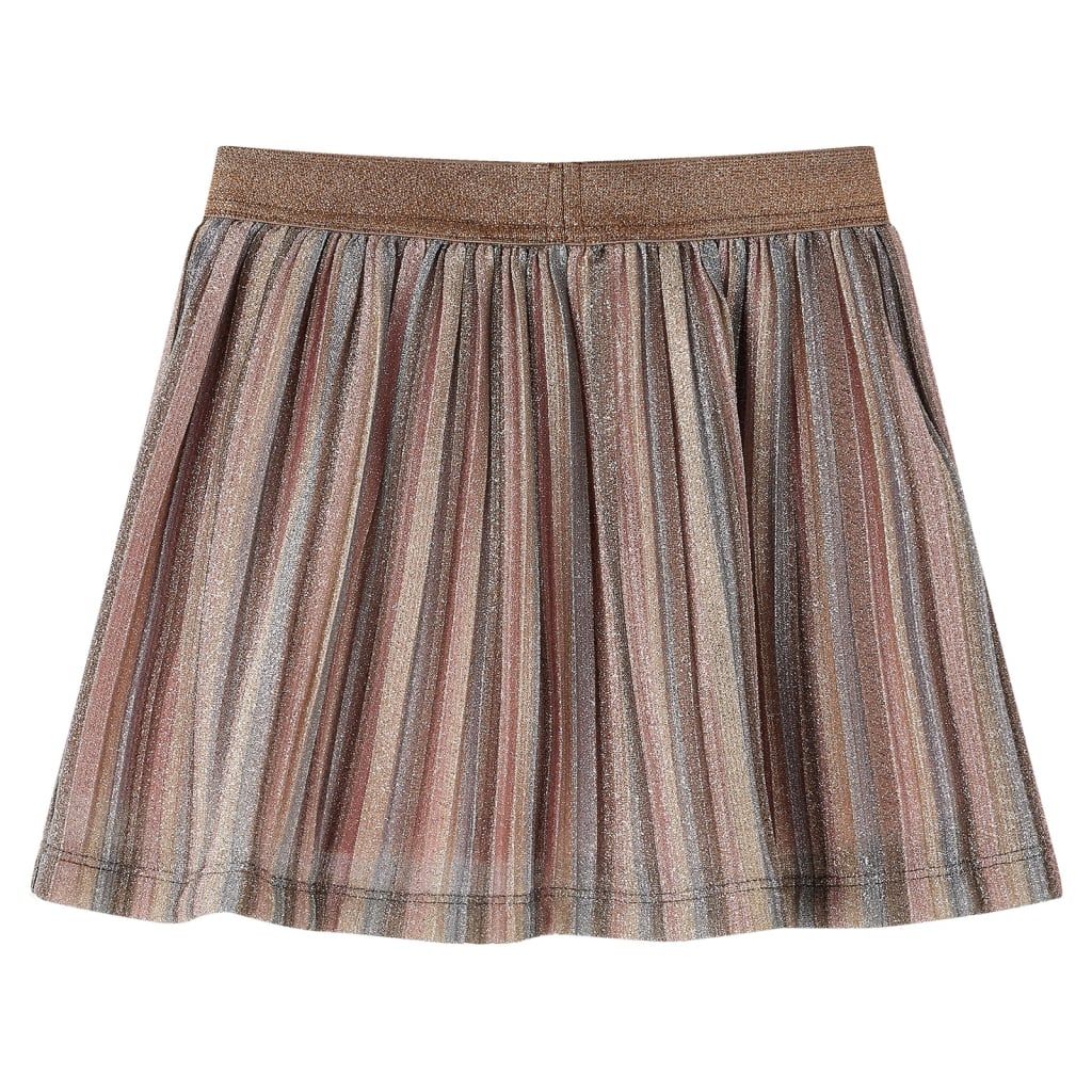 Gonna Plissettata da Bambina con Brillantini Marrone e Rosa 92 vidaXL