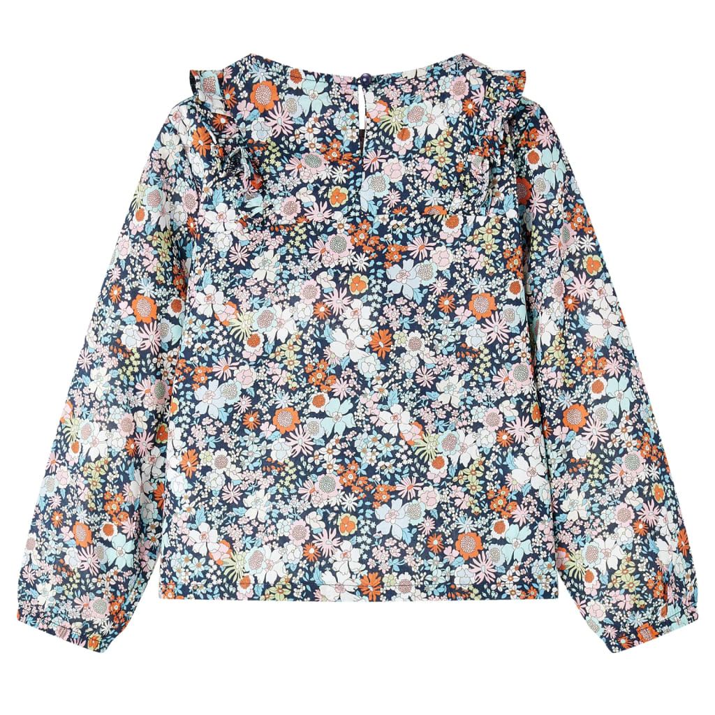 Camicia da Bambina a Maniche Lunghe Blu Scuro 116 vidaXL