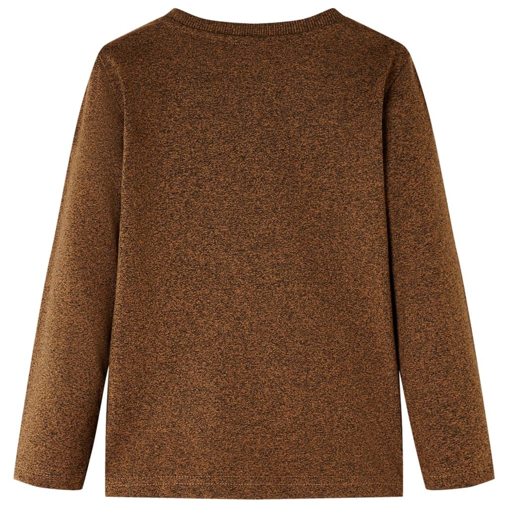 Maglietta Bambini Maniche Lunghe Cognac Mélange 104 vidaXL