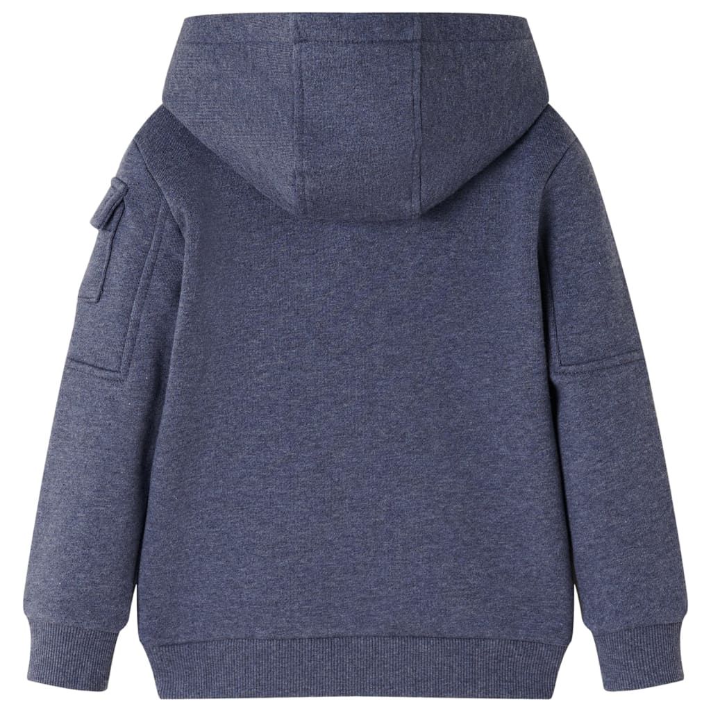 Felpa con Cappuccio e Cerniera per Bambini Blu Scuro Mélange 92 vidaXL