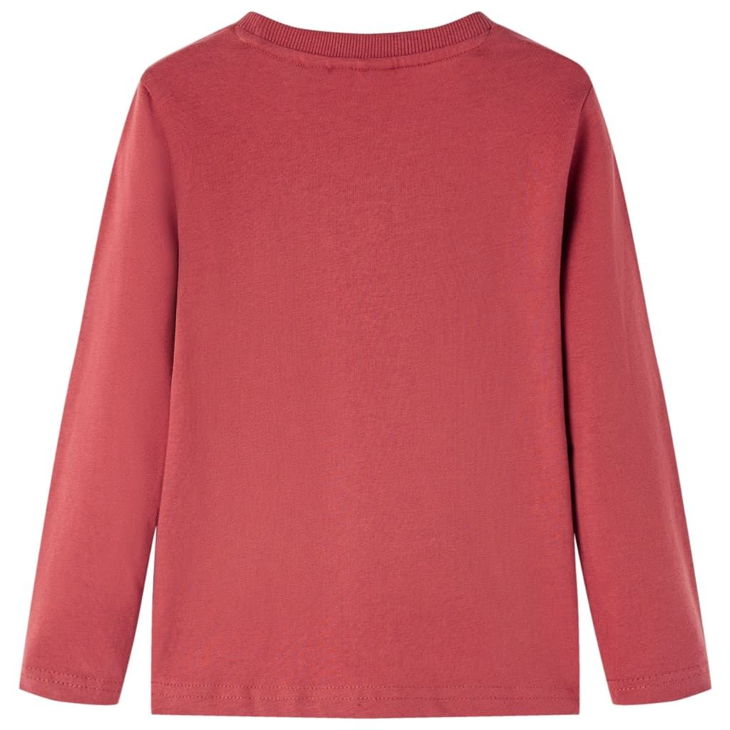 Maglietta per Bambini Maniche Lunghe Rosso Bruciato 116 vidaXL