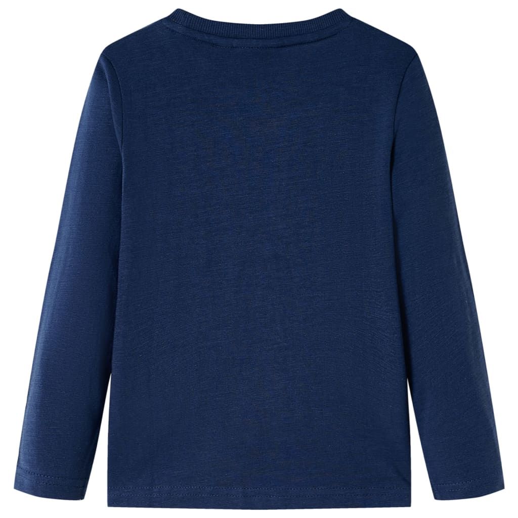 Maglietta Bambino Maniche Lunghe Blu Marino Mélange 116 vidaXL