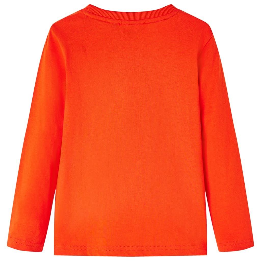Maglietta da Bambino Maniche Lunghe Arancione Brillante 128 vidaXL