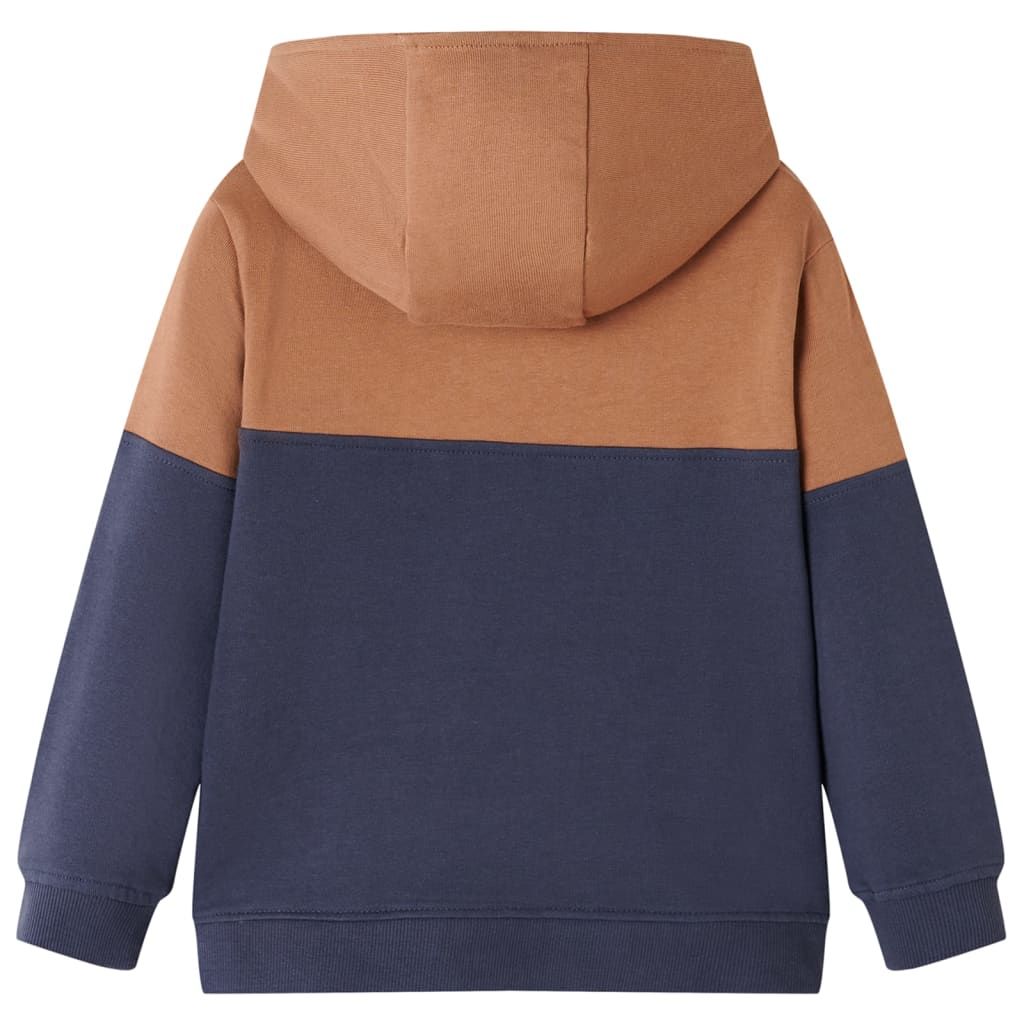Felpa con Cappuccio e Mezza Cerniera per Bambini Antracite e Cognac 92 vidaXL