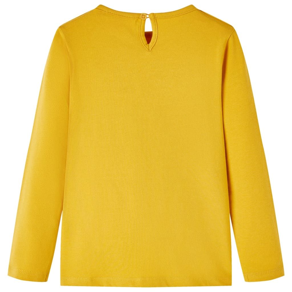 Maglietta per Bambini Maniche Lunghe Ocra Scuro 104 vidaXL
