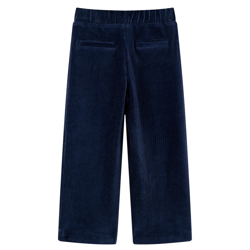 Pantaloni da Bambino in Velluto a Coste Blu Marino 104 vidaXL