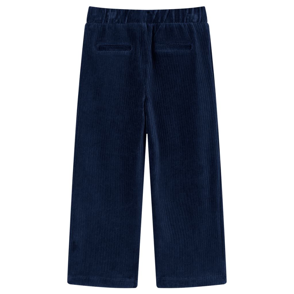 Pantaloni da Bambino in Velluto a Coste Blu Marino 104 vidaXL