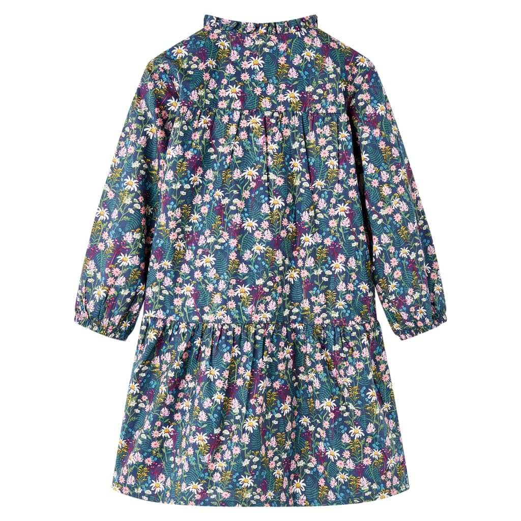 Abito da Bambina a Maniche Lunghe Blu Scuro 104 vidaXL