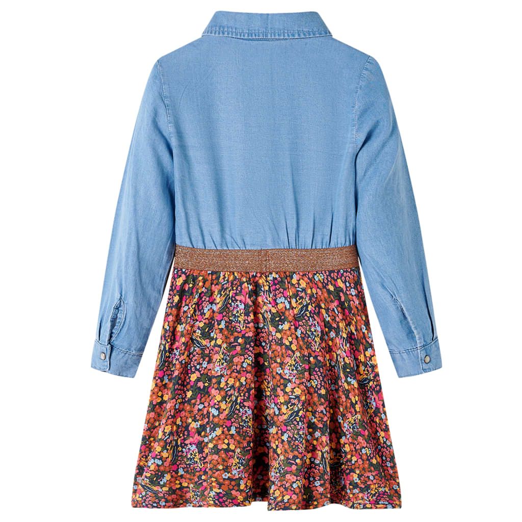 Abito da Bambina a Maniche Lunghe Blu Marino e Blu Denim 104 vidaXL