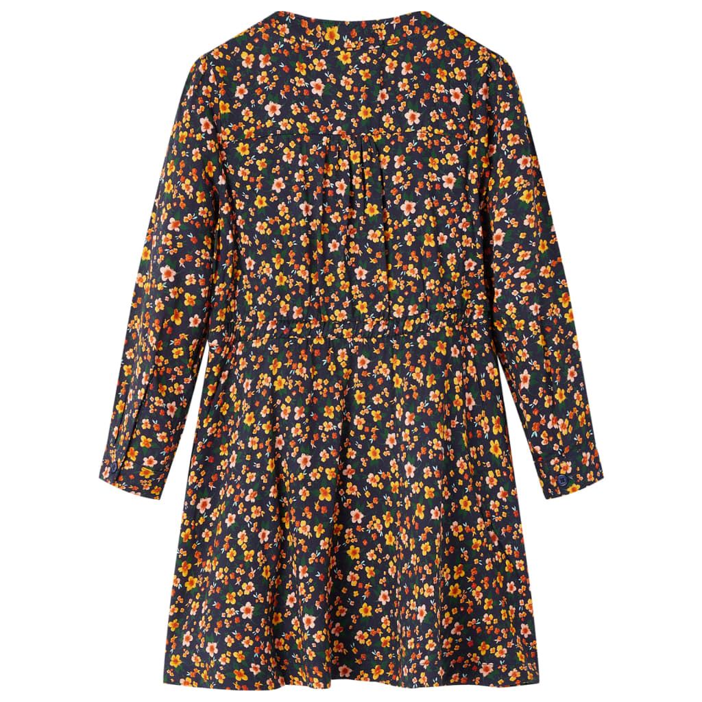 Abito da Bambina a Maniche Lunghe Blu Marino 116 vidaXL