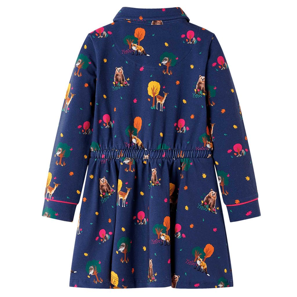 Abito Bambina Maniche Lunghe e Coulisse Blu Marino 140 vidaXL