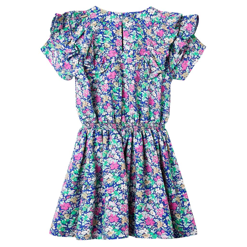 Abito da Bambina con Maniche a Volant Blu Cobalto 128 vidaXL