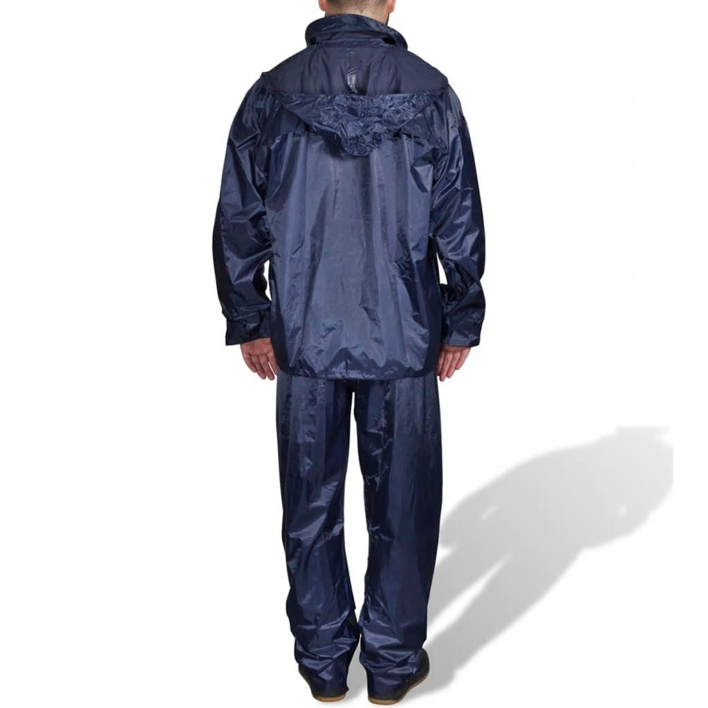 Completo Impermeabile Blu Marino con Cappuccio L 2 pz per Uomini vidaXL