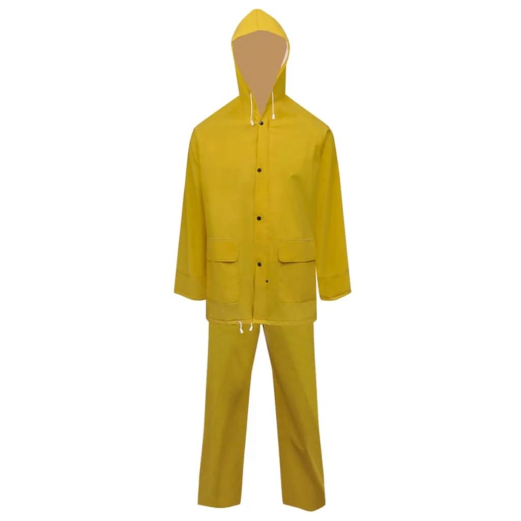 Impermeabile Verde resistente a 2 pezzi con cappuccio Giallo L vidaXL