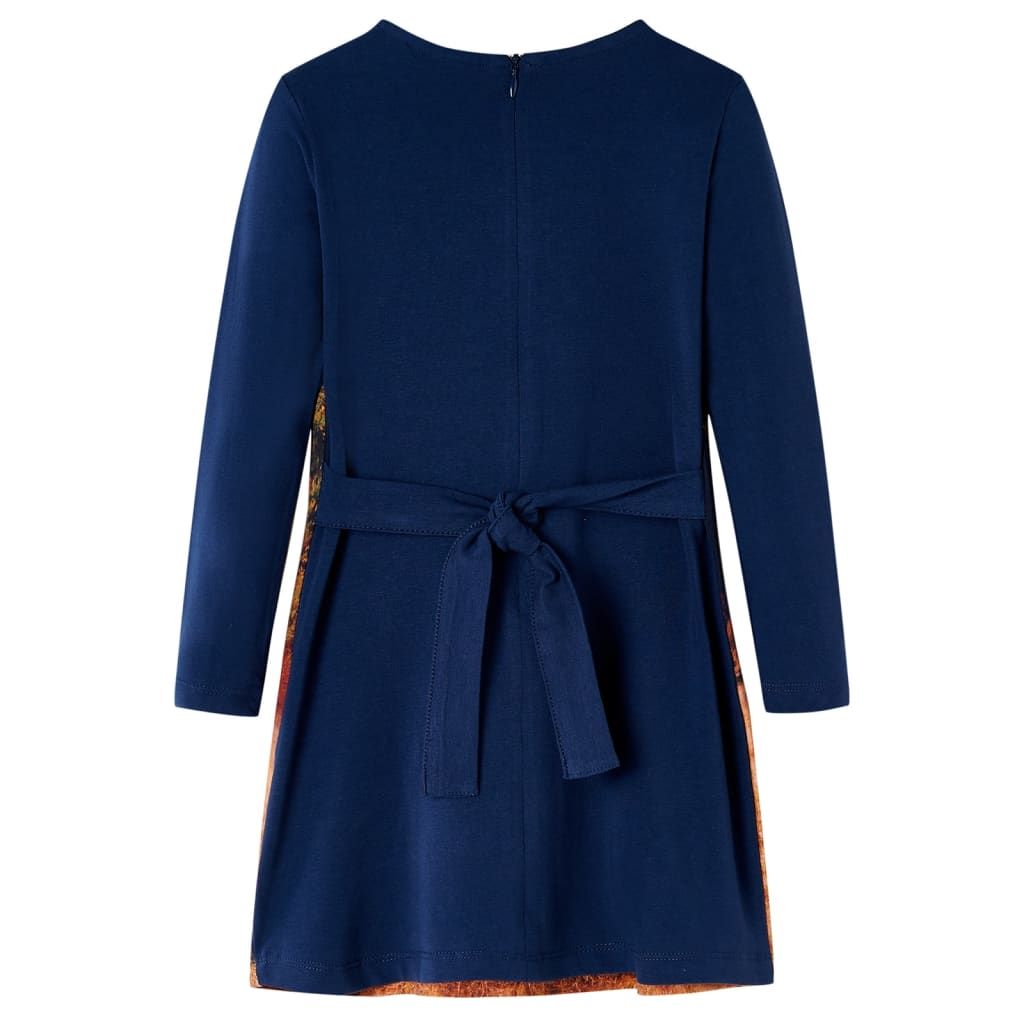 Abito da Bambina a Maniche Lunghe Blu Marino 128 vidaXL