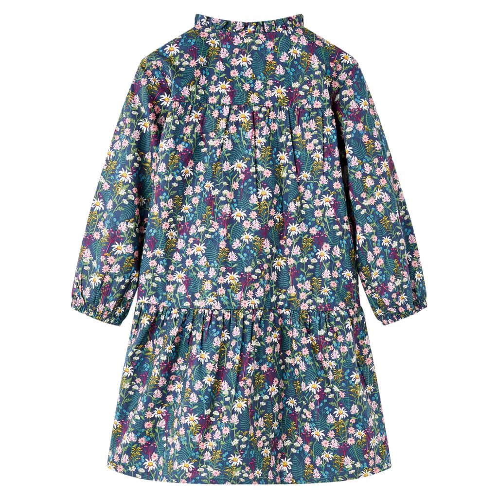 Abito da Bambina a Maniche Lunghe Blu Scuro 116 vidaXL