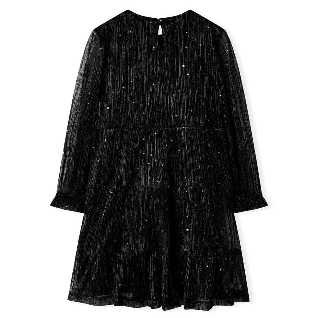 Abito per Bambine a Maniche Lunghe Nero 128 vidaXL