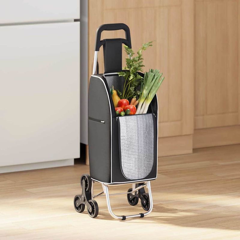 Carrello della spesa Nero 39,5 x 33 x 93 cm Tessuto Oxford vidaXL