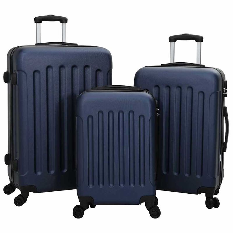 Valigia con blocco 3 pcs Blu Scuro 50 x 31 x 78 cm Plastica ABS vidaXL