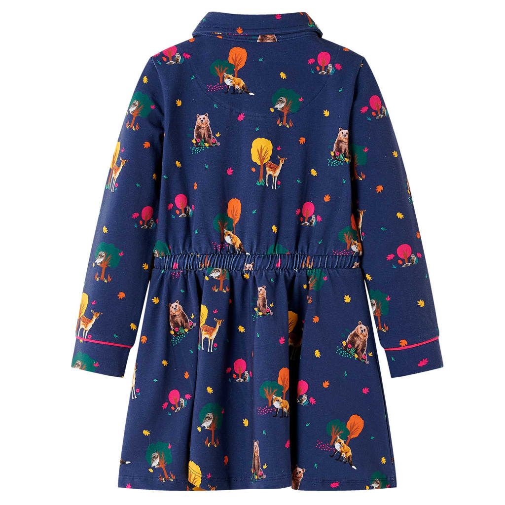 Abito Bambina Maniche Lunghe e Coulisse Blu Marino 104 vidaXL