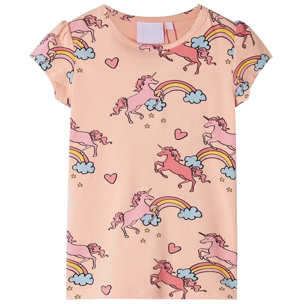 Pigiama da Bambina a Maniche Corte Arancione Chiaro 140 vidaXL