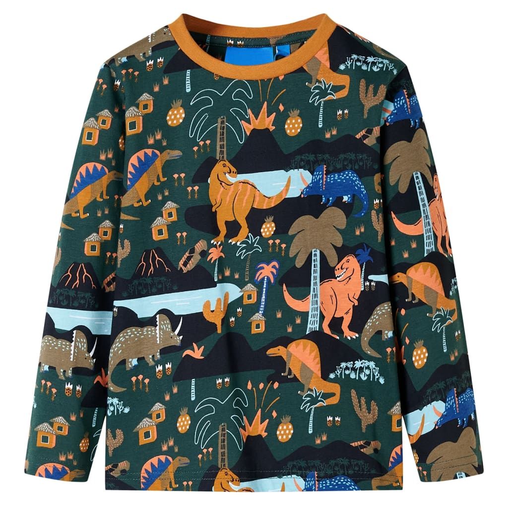Pigiama da Bambino a Maniche Lunghe Verde Scuro 92 vidaXL