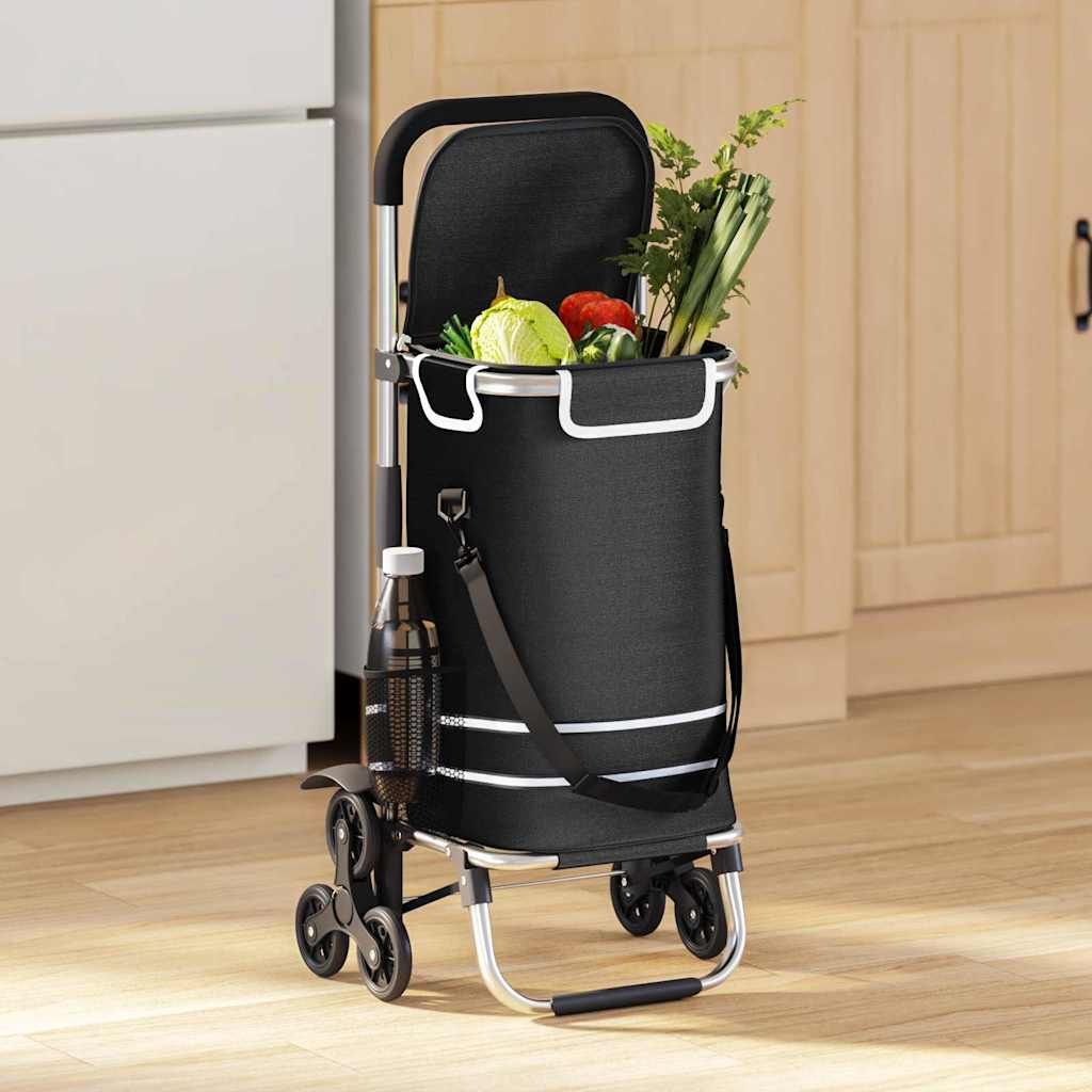 Carrello della spesa Nero 47 x 39 x 100,5 cm Tessuto Oxford vidaXL