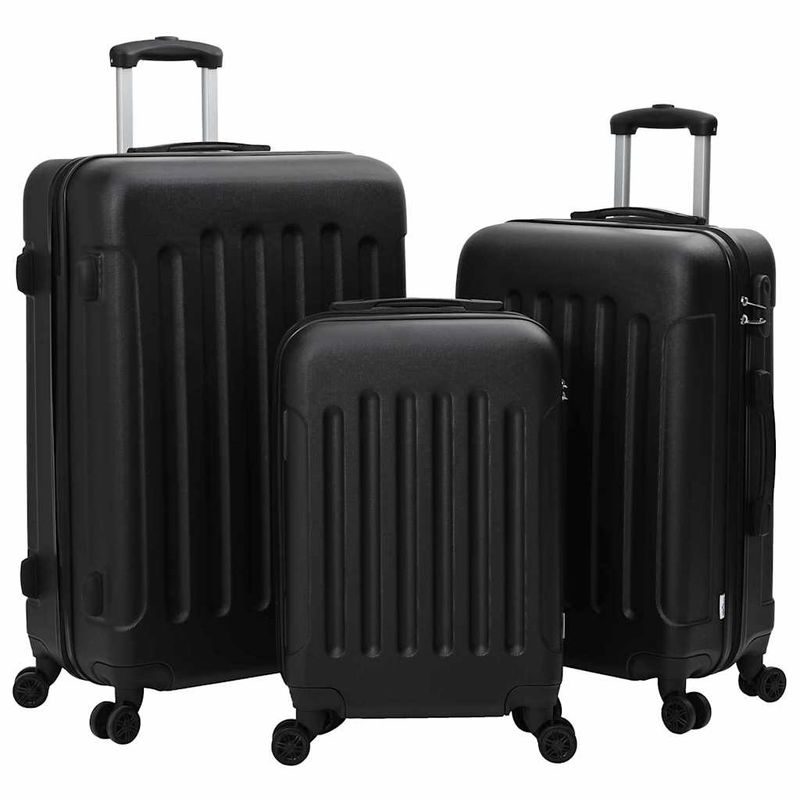 Valigia con blocco 3 pcs Nero 50 x 31 x 78 cm Plastica ABS vidaXL
