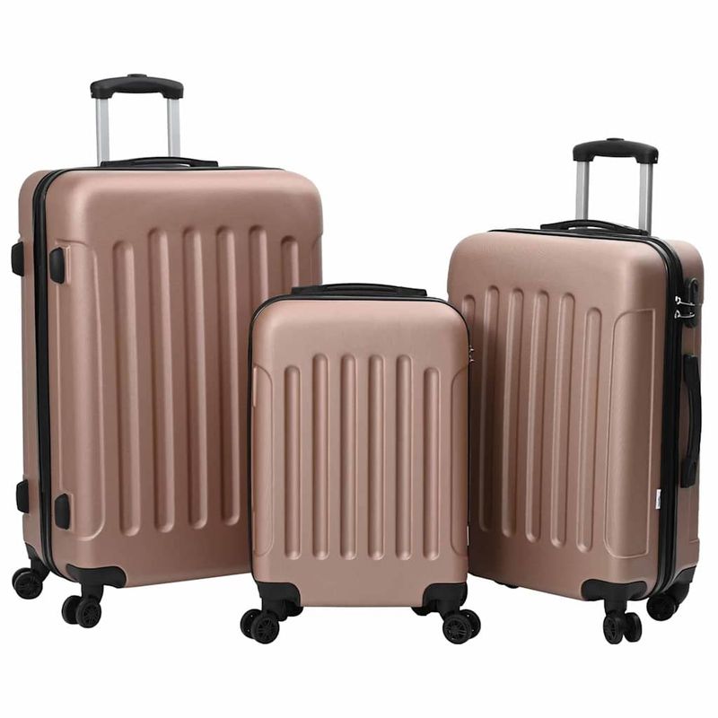 Valigia con blocco 3 pcs Oro rosa 50 x 31 x 78 cm Plastica ABS vidaXL