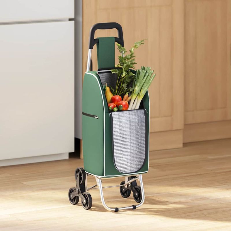 Carrello della spesa Verde 39,5 x 33 x 93 cm Tessuto Oxford vidaXL
