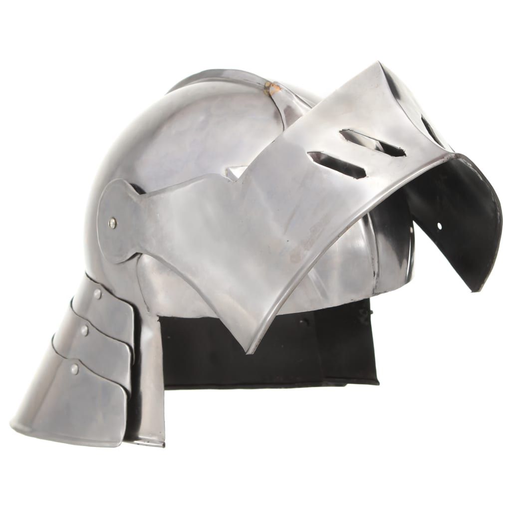 Elmo da Cavaliere Medievale Antico LARP in Acciaio Argento vidaXL