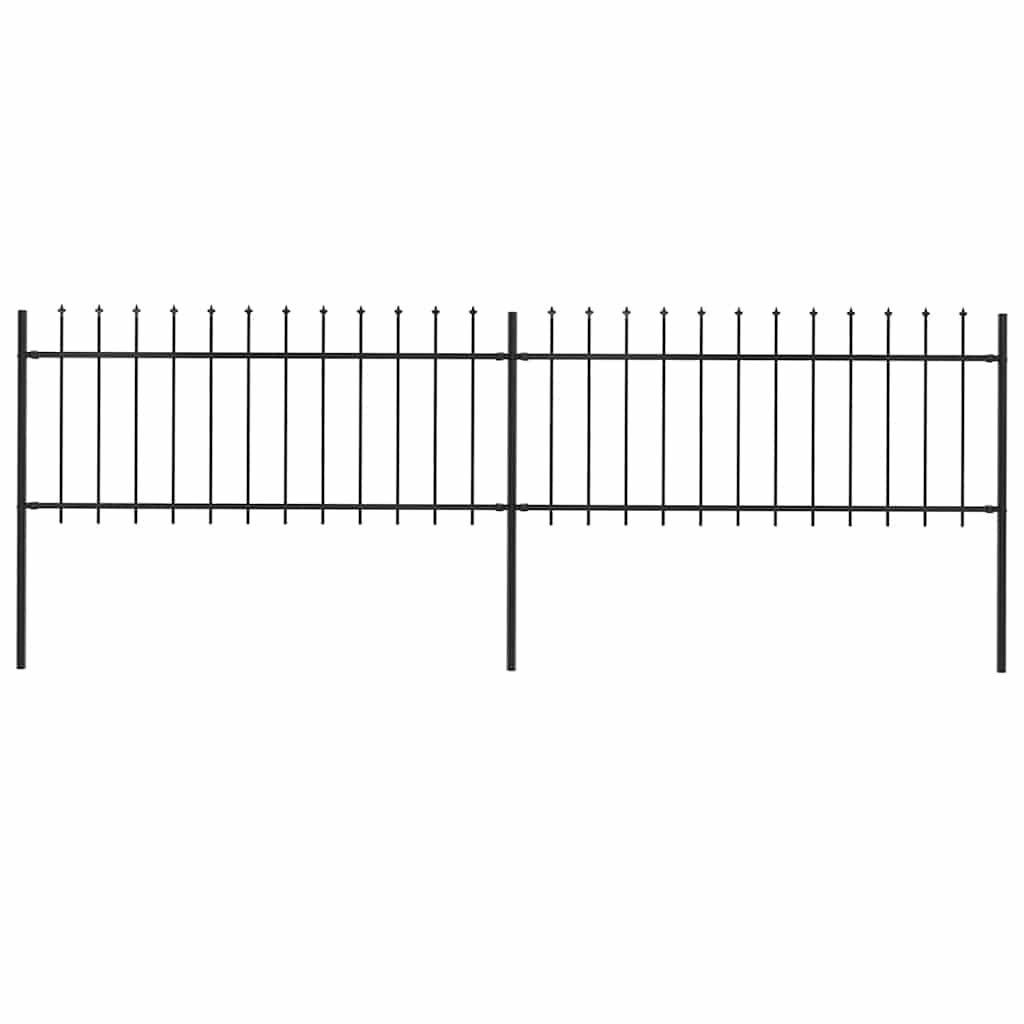Recinzione da Giardino con Punta a Lancia in Acciaio 359x80 cm Nero vidaXL