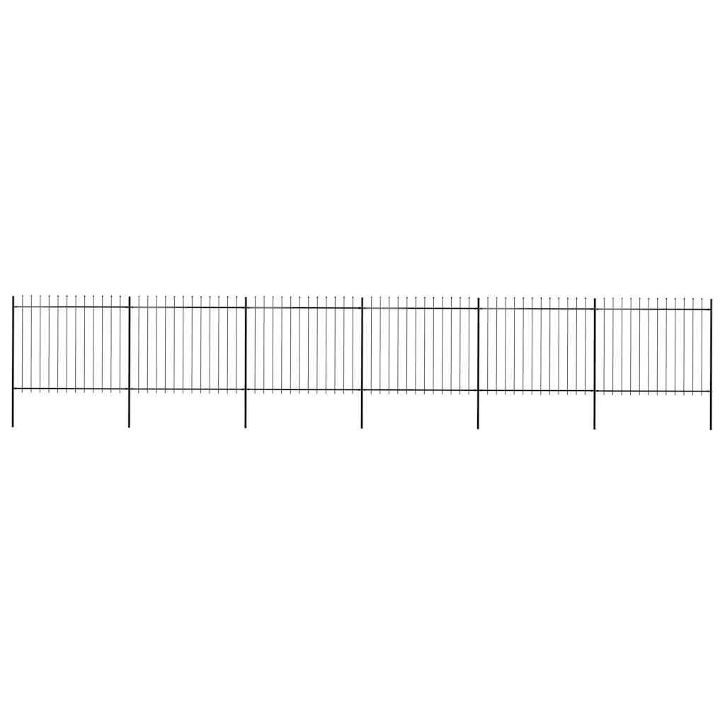 Recinzione da Giardino con Punta a Lancia in Acciaio 1070x150 cm Nero vidaXL