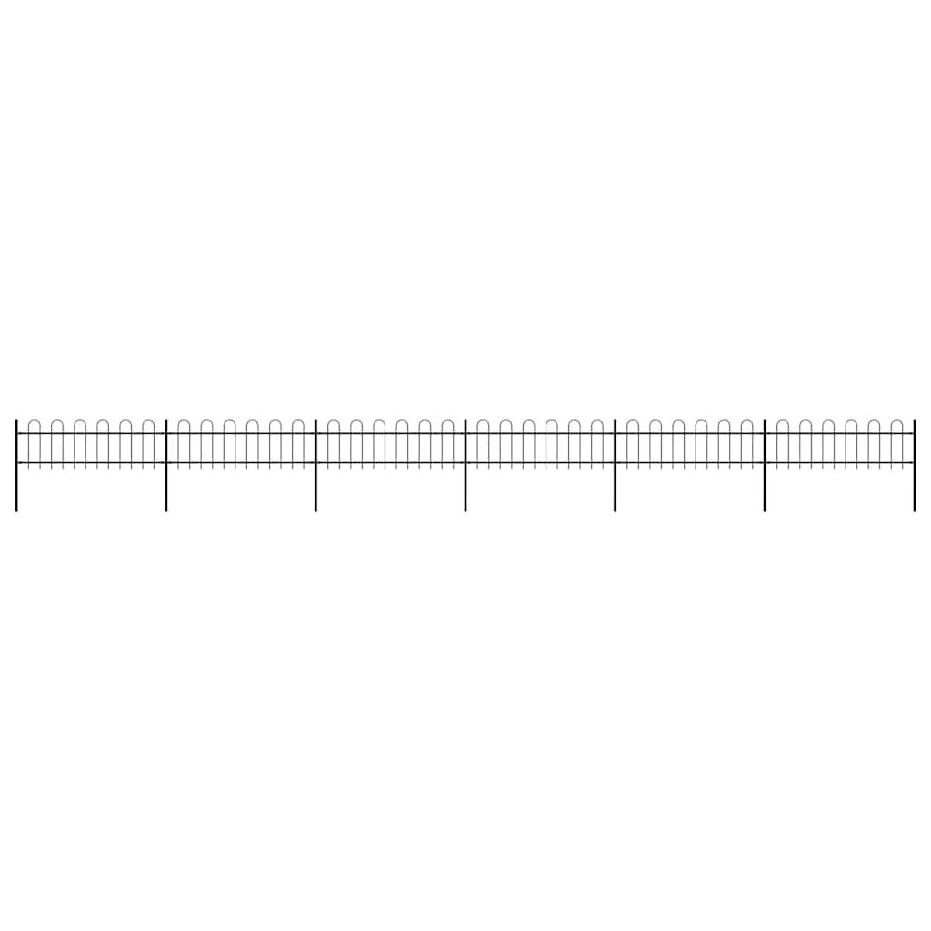 Recinzione da Giardino con Parte Superiore ad Anello in Acciaio 1070x60 cm Nera vidaXL
