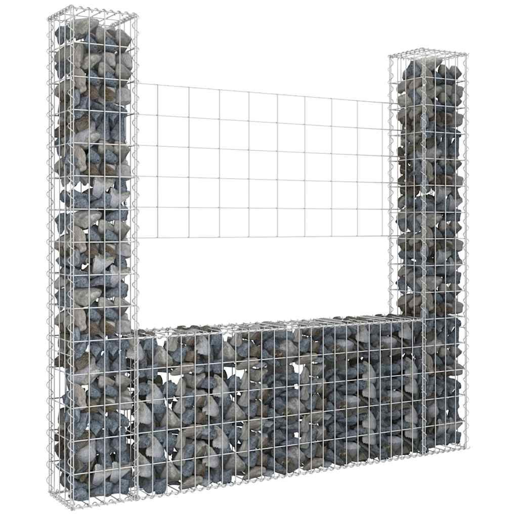 Gabbione a U con 2 Pali in Ferro 140x20x150 cm vidaXL