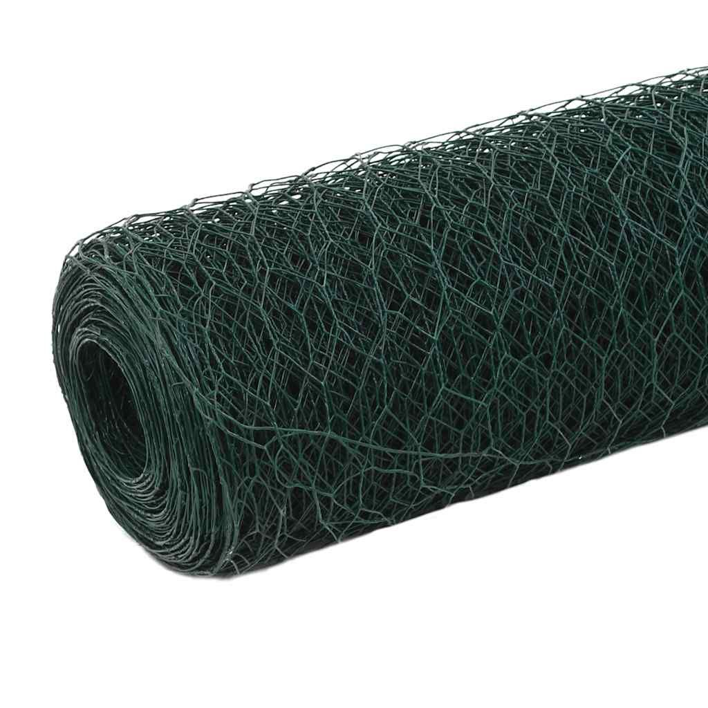 Recinzione in Rete per Pollaio in Acciaio e PVC 25x1,5 m Verde vidaXL