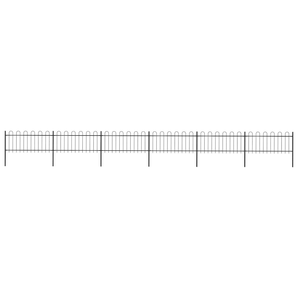 Recinzione da Giardino con Parte Superiore ad Anello in Acciaio 1070x80 cm Nera vidaXL