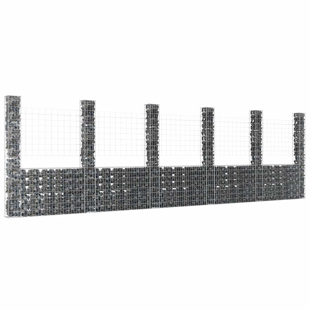 Gabbione a U con 6 Pali in Ferro 620x20x200 cm vidaXL