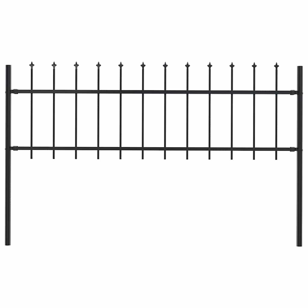Recinzione da giardino con punta a lancia in acciaio 181x60 cm nera vidaXL