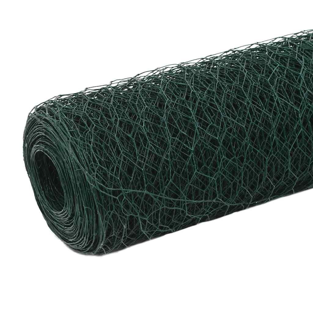 Recinzione in Rete per Pollaio in Acciaio e PVC 25x1,5 m Verde vidaXL