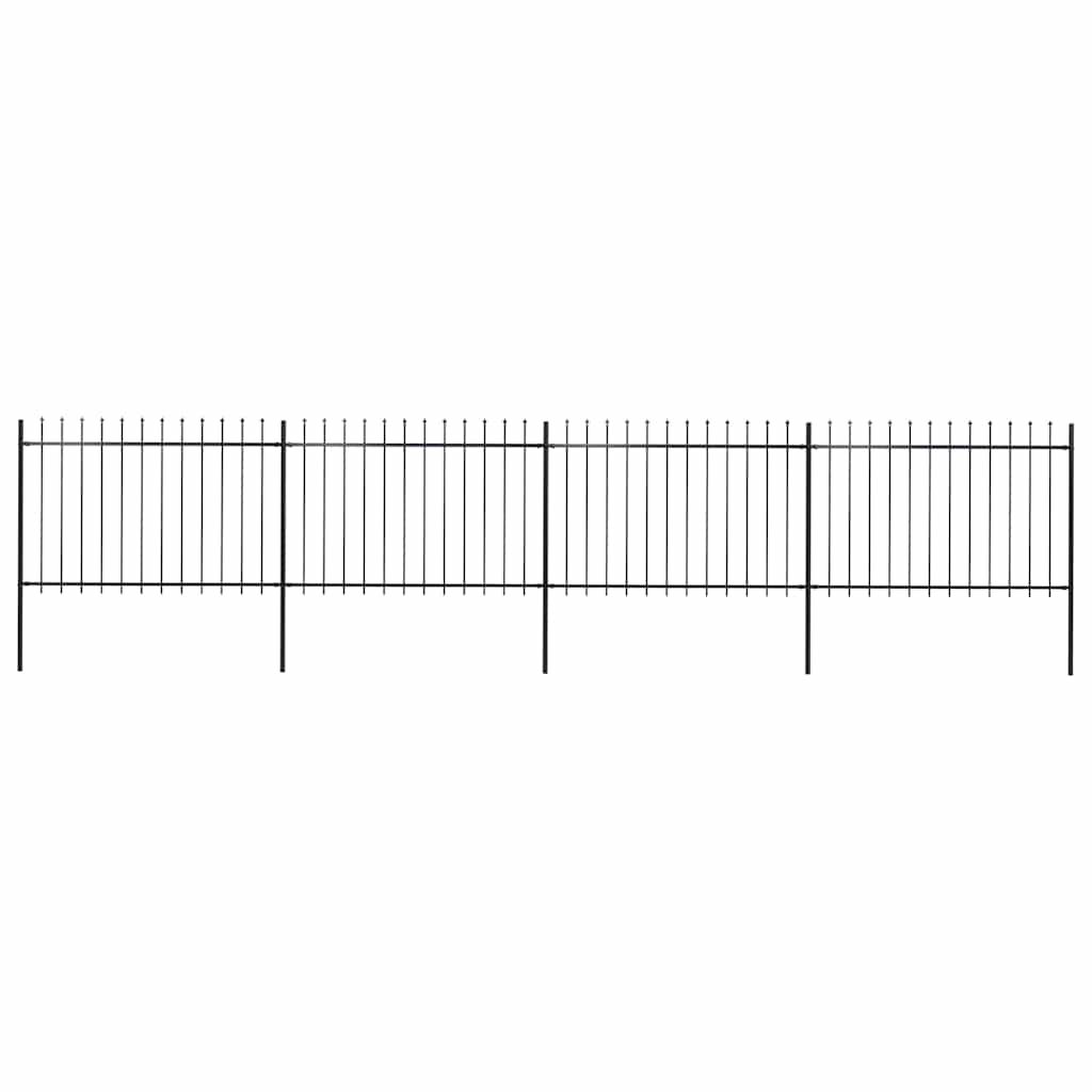 Recinzione da Giardino con Punta a Lancia in Acciaio 714,5x120 cm Nero vidaXL